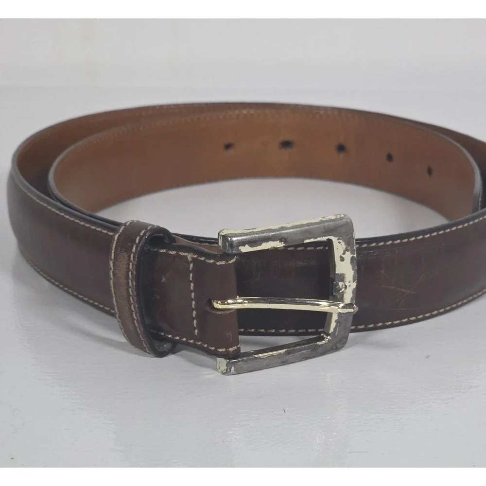 Brooks Brothers Mens Size 34 Italian Brown Leather Dress Belts Classic Executive